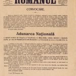 Ziarul „Românul” din Arad, 8/21 noiembrie 1918 Convocarea Adunării Naționale a națiunii române din Ungaria și Transilvania în 18 noiembrie/1 decembrie 1918.